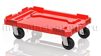 Тележка пластиковая сплошная без тормозов усиленная красная в Ижевске Тележка пластиковая сплошная без тормозов усиленная красная в Ижевске