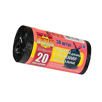 Мешки для мусора 20 л, с ручками, черные, в рулоне 30 шт., ПНД, 10 мкм, 550х440 мм, Крепак, 4607075710276 в Ижевске