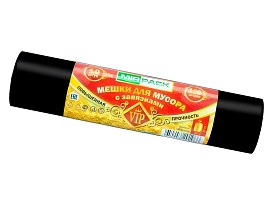 Мешки для мусора 120 л, с завязками, черные, в рулоне 10 шт., ПНД, 15 мкм, 800х750 мм, VIP, Z12010black в Ижевске Мешки для мусора 120 л, с завязками, черные, в рулоне 10 шт., ПНД, 15 мкм, 800х750 мм, VIP, Z12010black в Ижевске