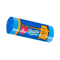Мешки для мусора 20 л, синие, в рулоне 30 шт., ПНД, 8 мкм, 500х400 мм, Comfort, М0017 (МН 20-30с) в Ижевске