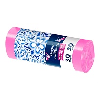 Мешки для мусора 30 л, розовые, в рулоне 30 шт., ПНД, 8 мкм, 560х480 мм, Узоры Чистоты, МУ3605 (ММЭ-30роз) в Ижевске