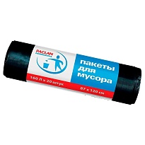 Мешки для мусора 160 л, черные, в рулоне 20 шт., ПВД, 30 мкм, 1200х870 мм, PACLAN Professional, 604082 в Ижевске Мешки для мусора 160 л, черные, в рулоне 20 шт., ПВД, 30 мкм, 1200х870 мм, PACLAN Professional, 604082 в Ижевске