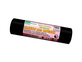 Мешки для мусора 180 л, ароматизированные, черные, в рулоне 10 шт., ПВД, 50 мкм, 1100х930 мм, EXTRA black, 18008301 в Ижевске