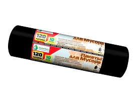 Мешки для мусора 120 л, черные, в рулоне 10 шт., ПНД, 12 мкм, 1100х700 мм, MIRPACK Classik, 1201011 в Ижевске Мешки для мусора 120 л, черные, в рулоне 10 шт., ПНД, 12 мкм, 1100х700 мм, MIRPACK Classik, 1201011 в Ижевске