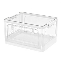 Ящик пластиковый складной прозрачный, дно белое, 360х235х230 мм, с колесиками в Ижевске
