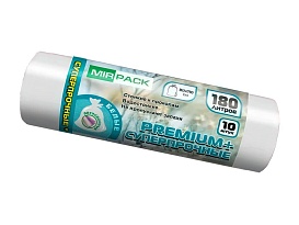 Мешки для мусора 180 л, ароматизированные, белые, в рулоне 10 шт., ПВД, 35 мкм, 1100х930 мм, PREMIUM+, 180105302 в Ижевске