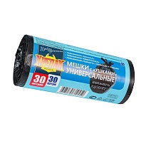 Мешки для мусора 30 л, с ушками, черные, в рулоне 30 шт., ПНД, 9 мкм, 600х500 мм, Крепак, 4607075710450 в Ижевске Мешки для мусора 30 л, с ушками, черные, в рулоне 30 шт., ПНД, 9 мкм, 600х500 мм, Крепак, 4607075710450 в Ижевске
