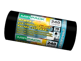 Мешки для мусора 240 л, ароматизированные, черные, в рулоне 10 шт., ПВД 70 мкм, 1300х930 мм, СТРОЙКА, S24010130 в Ижевске