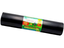Мешки для мусора 280 л, ароматизированные, черные, в рулоне 10 шт., ПВД 110 мкм, 1400х930 мм, Добрыня, Dob28010black в Ижевске
