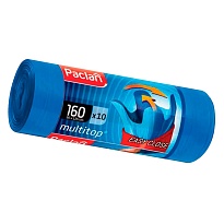 Мешки для мусора 160 л, с ушками, синие, в рулоне 10 шт., ПВД, 30 мкм, 1250х900 мм, PACLAN Multitop, 604064 в Ижевске