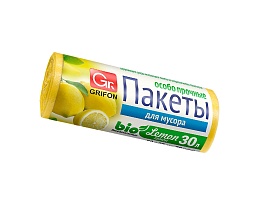 Мешки для мусора 30 л, ароматизированные, Лимон, желтые, в рулоне 20 шт., ПНД, 9 мкм, 560х530 мм, GRIFON Aroma, 101-020 Li в Ижевске Мешки для мусора 30 л, ароматизированные, Лимон, желтые, в рулоне 20 шт., ПНД, 9 мкм, 560х530 мм, GRIFON Aroma, 101-020 Li в Ижевске