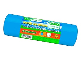 Мешки для мусора 240 л, ароматизированные, синие, в рулоне 10 шт., ПВД 30 мкм, 1300х930 мм, STANDART, 24010661 в Ижевске