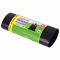 ММешки для мусора 60 л, черные, в рулоне 20 шт., ПНД, 8 мкм, 650х580 мм, Любаша, 608092 в Ижевске