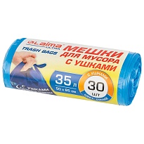 Мешки для мусора 35 л, с ушками, синие, в рулоне 30 шт., ПНД, 11 мкм, 650х500 мм, LAIMA ULTRA, 607684 в Ижевске Мешки для мусора 35 л, с ушками, синие, в рулоне 30 шт., ПНД, 11 мкм, 650х500 мм, LAIMA ULTRA, 607684 в Ижевске