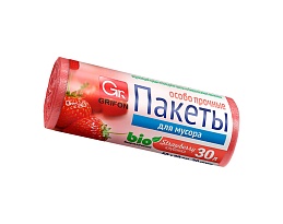 Мешки для мусора 30 л, ароматизированные, Клубника, красные, в рулоне 20 шт., ПНД, 9 мкм, 560х530 мм, GRIFON Aroma, 101-020 K в Ижевске