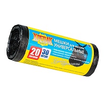 Мешки для мусора 20 л, черные, в рулоне 30 шт., ПНД, 10 мкм, 550х440 мм, Крепак, 4607075710092 в Ижевске Мешки для мусора 20 л, черные, в рулоне 30 шт., ПНД, 10 мкм, 550х440 мм, Крепак, 4607075710092 в Ижевске