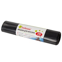 Мешки для мусора 240 л, черные, в рулоне 5 шт., ПВД 30 мкм, 1300х900 мм, Любаша, 605338 в Ижевске